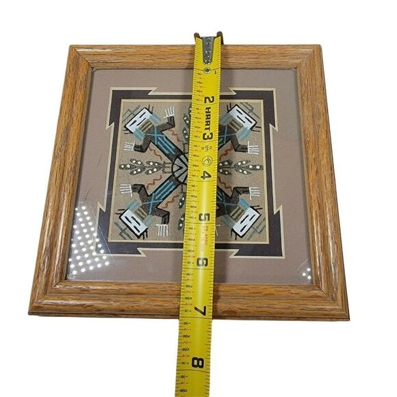 Vintage Native American Navajo Sand Painting Framed Kachina Sun Relinda Tom - Picture 5 of 5